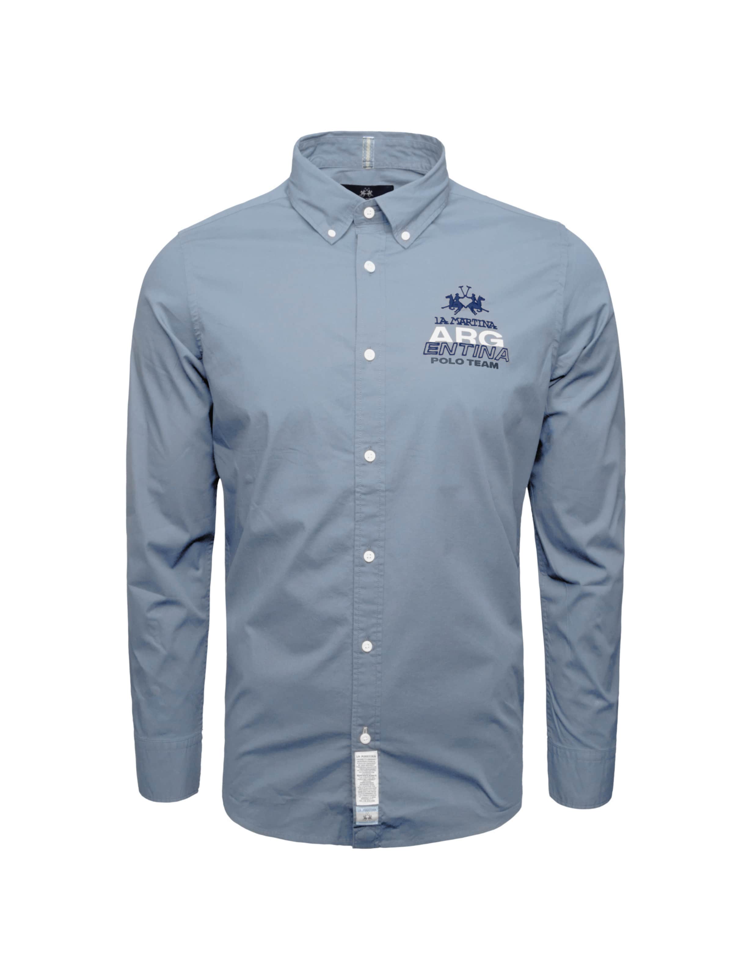 La Martina Camisa 'MAC601' em azul pombo / branco, Vista do artigo