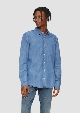 QS Regular fit Button Up Shirt in Blue: front