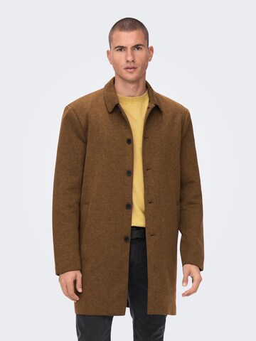 Only & Sons Between-Seasons Coat 'Adam' in Brown: front