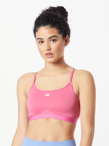 ADIDAS SPORTSWEAR - Pouco suporte Soutien de desporto 'Aeroreact' em rosa: frente