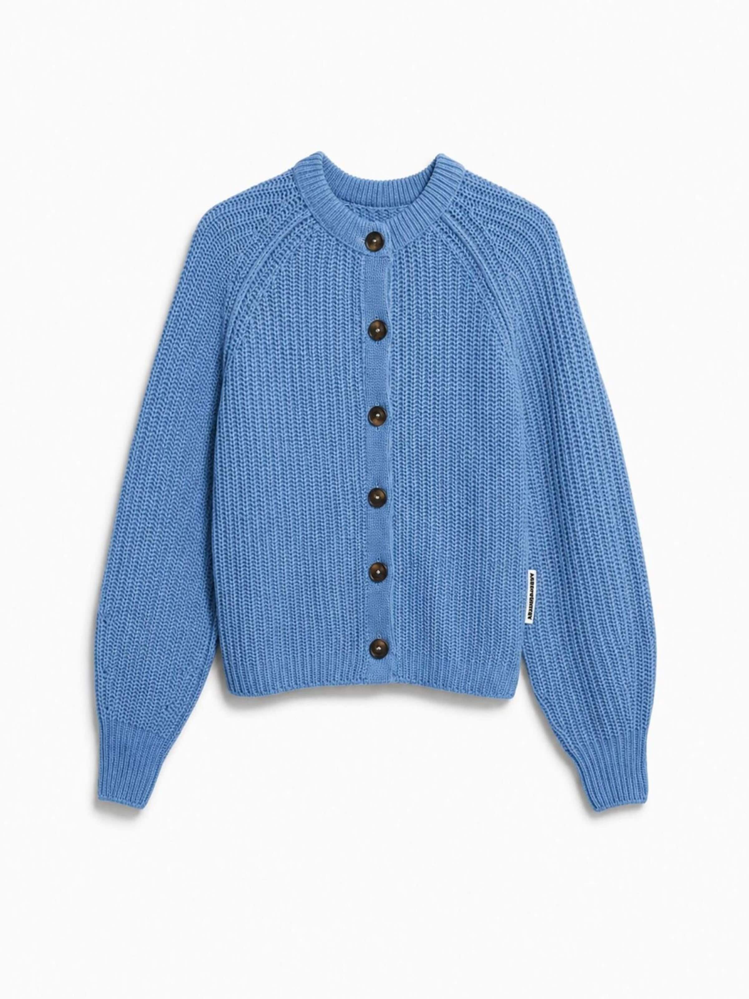 ARMEDANGELS Strickjacke 'RIB KNIT CARDIGAN'‌‌‌‌‌‌‌‌‌‌ in Blau: Vorderseite