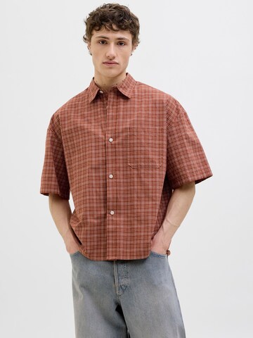 JACK & JONES Comfort fit Button Up Shirt in Brown: front