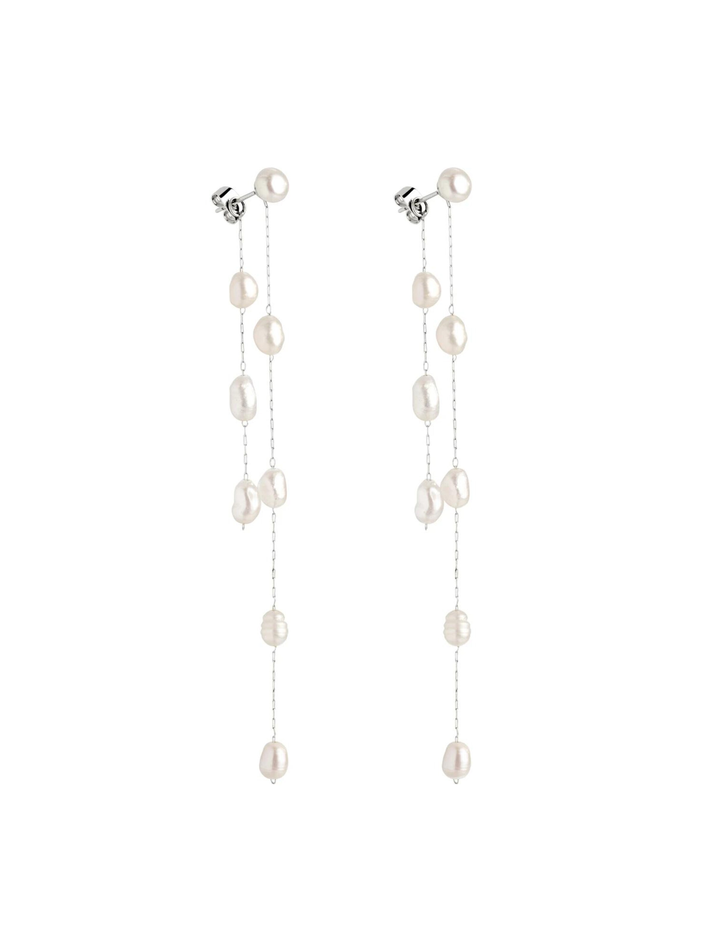 Luamaya Earrings 'Jules Unique Pearl Fall Studs' in Silver: front