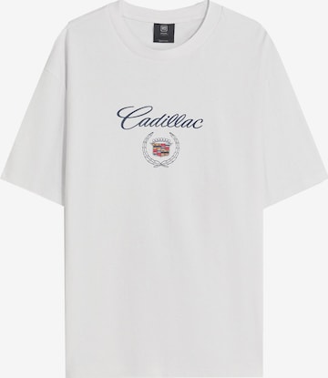 T-Shirt 'CADILLAC' Bershka en blanc : devant