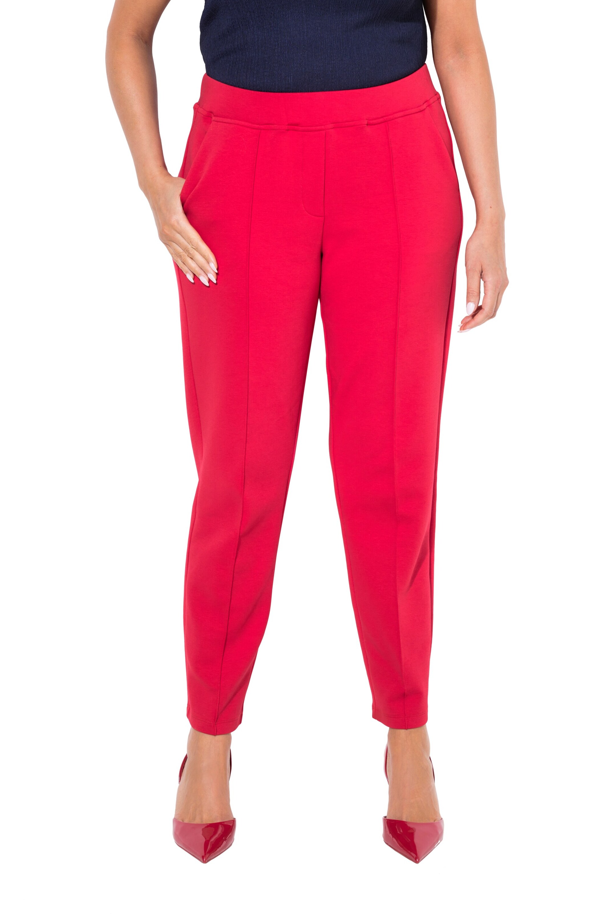 Ulla Popken Regular Trousers in Red: front