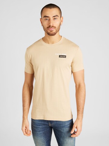 Calvin Klein Jeans Shirt 'STACKED BOX' in Beige: front
