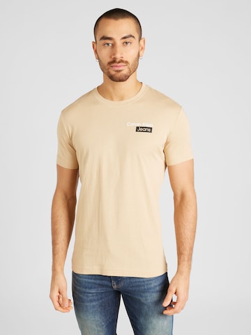 Calvin Klein Jeans T-Shirt 'STACKED BOX' in Beige: predná strana