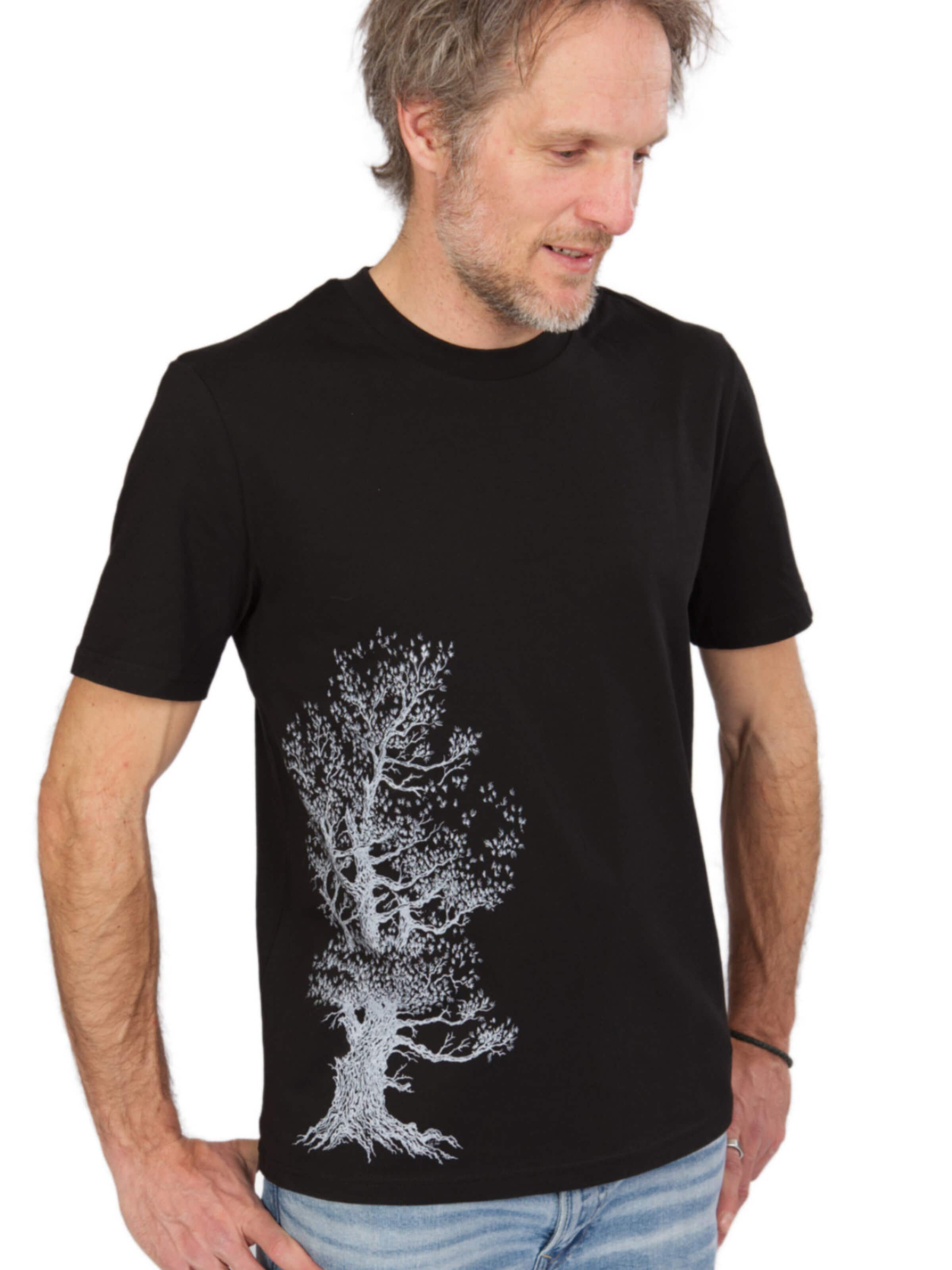 Life-Tree Shirt 'Organic Fairwear Pine Tree' in Black: front