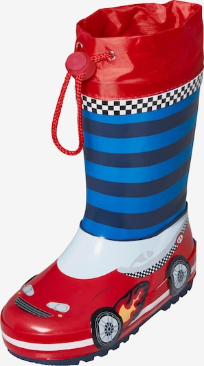 PLAYSHOES Gummistiefel 'Rennwagen' in 20 in blau / rot / weiß, Produktansicht