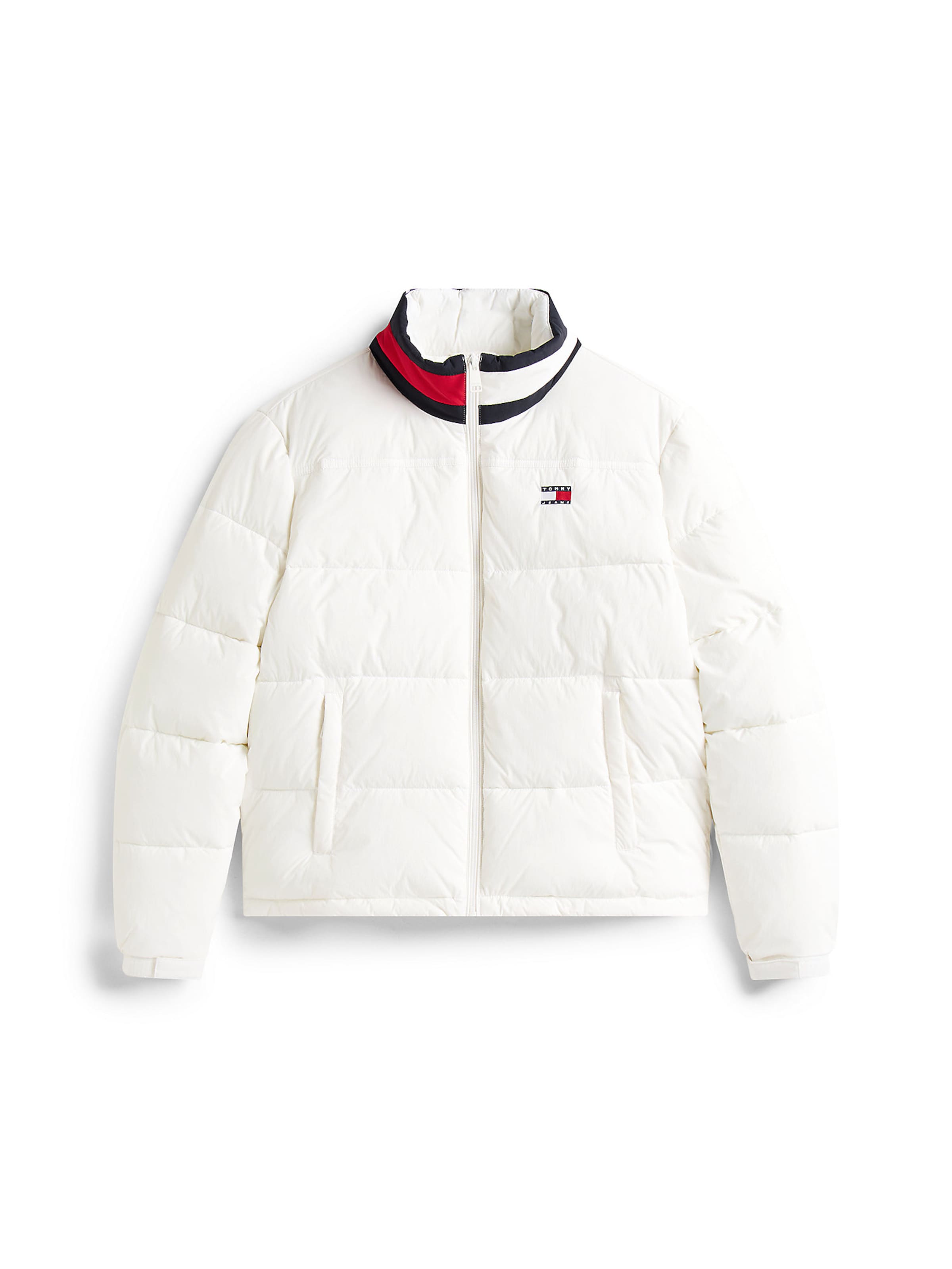 balts Tommy Jeans Starpsezonu jaka 'ESS': no priekšpuses