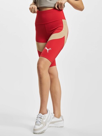 Skinny Pantaloni sportivi di PUMA in rosso: frontale