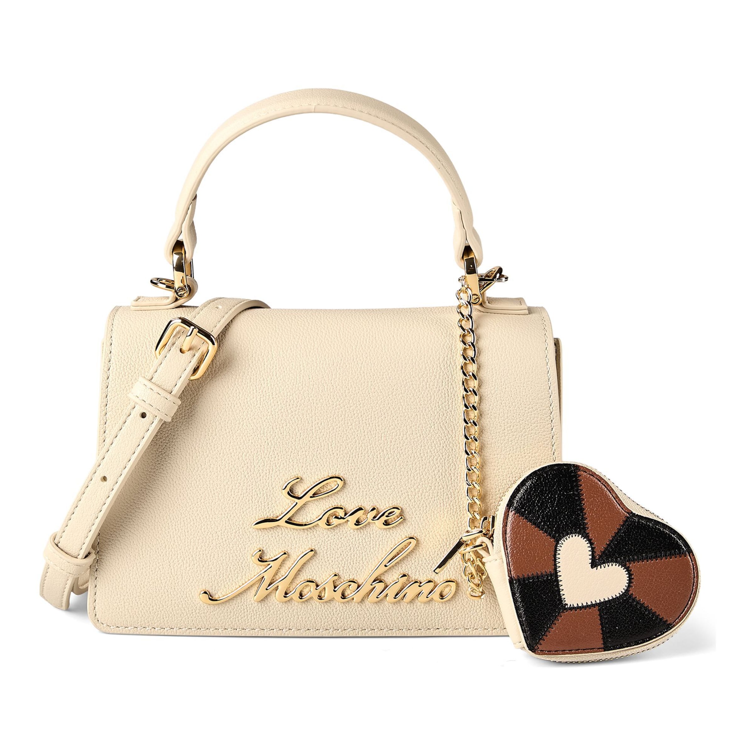 Sacs à main 'Heart Charm' Love Moschino en beige : devant