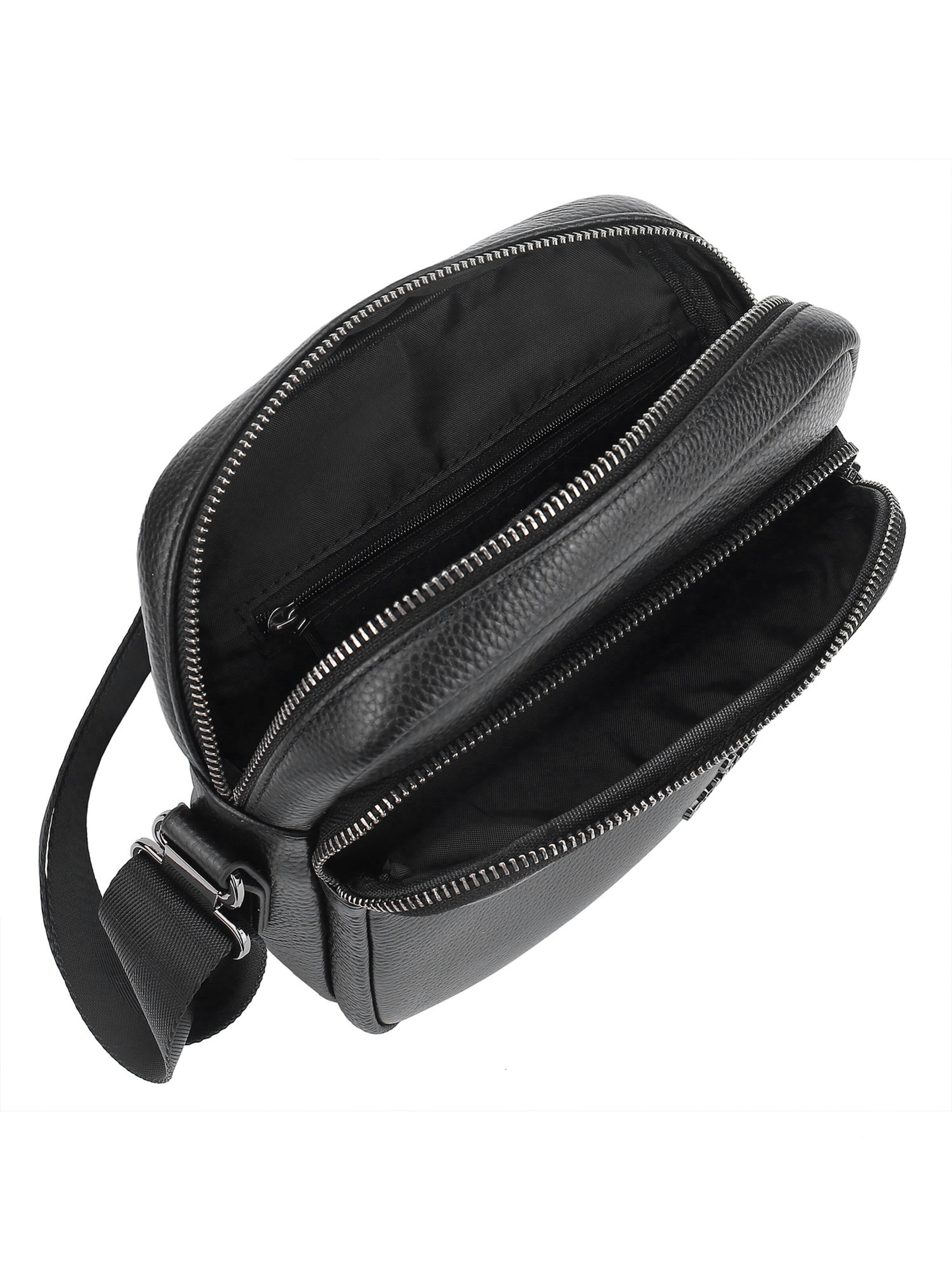 Borsa a tracolla 'Borsa a Tracolla Uomo Vera Pelle B Cavalli Zip 20x25x8cm' di B. Cavalli in nero