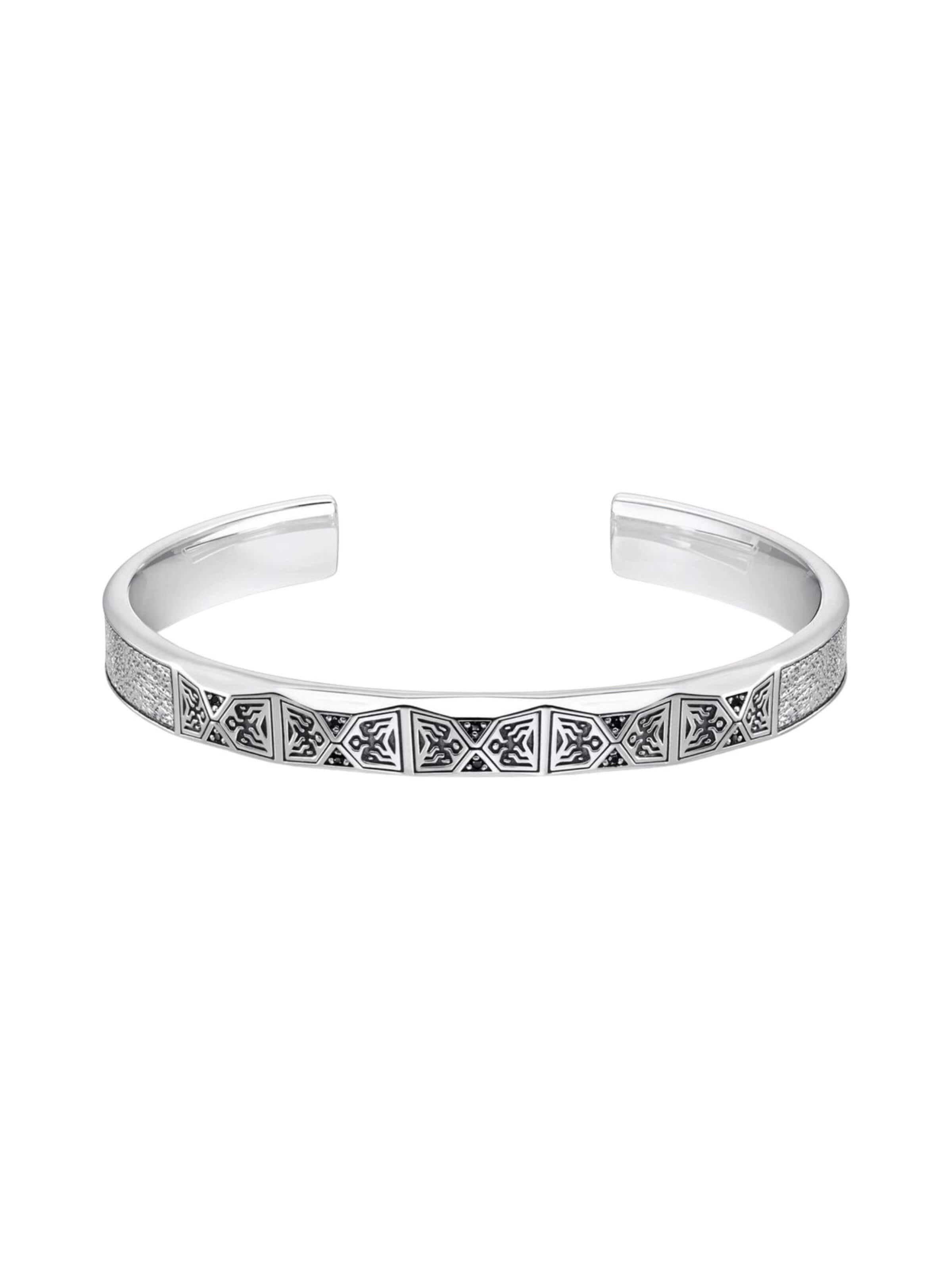 Bracelet 'Armreif Facettiertes Design mit schwarzen Steinen Silber' Thomas Sabo en argent : devant