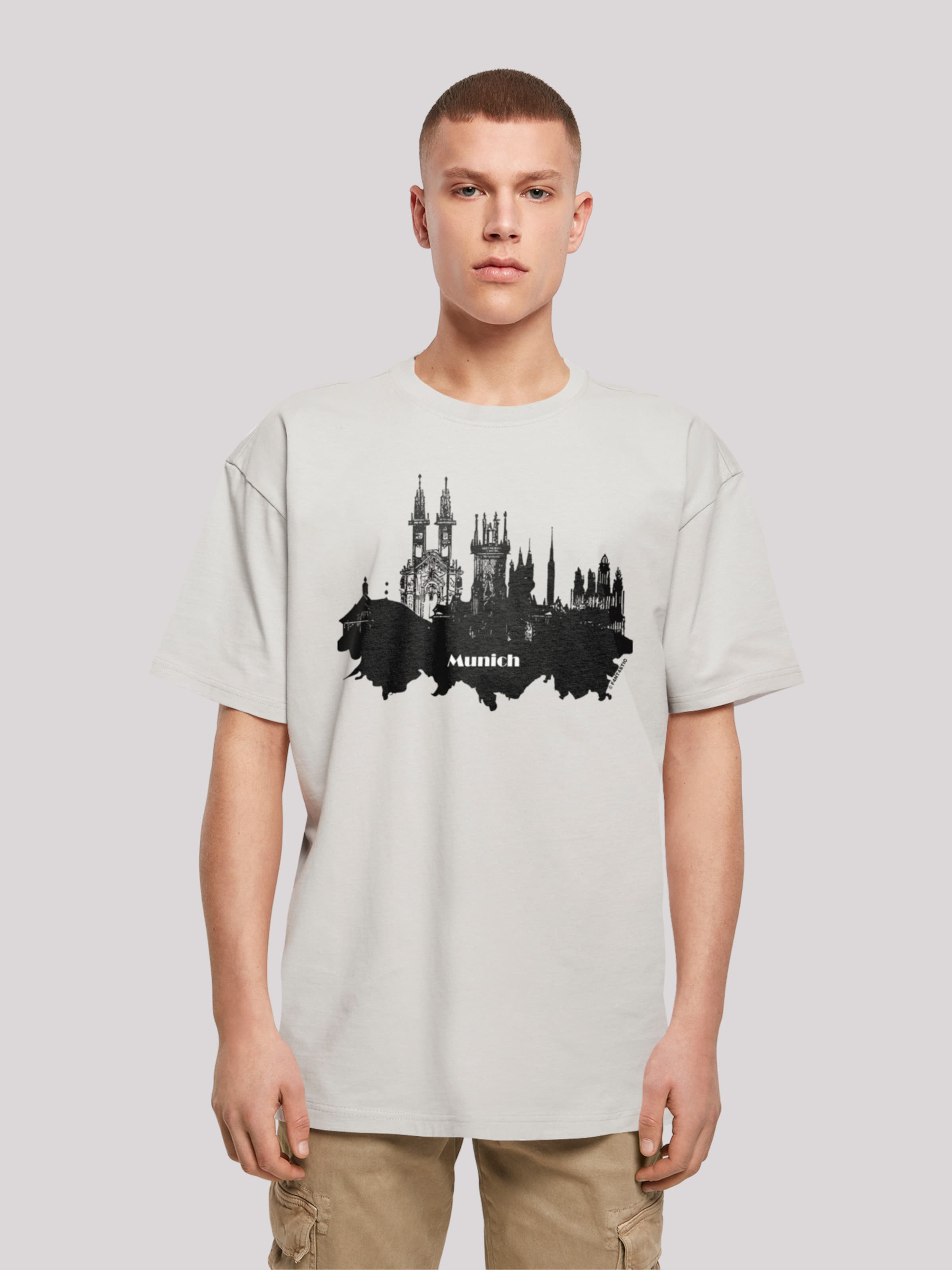 F4NT4STIC Shirt \'Cities Collection - Munich skyline\' in Light Grey | ABOUT  YOU