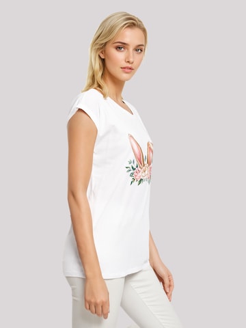 F4NT4STIC Shirt 'Blumen Osterhasen Ohren Dekor' in Wit