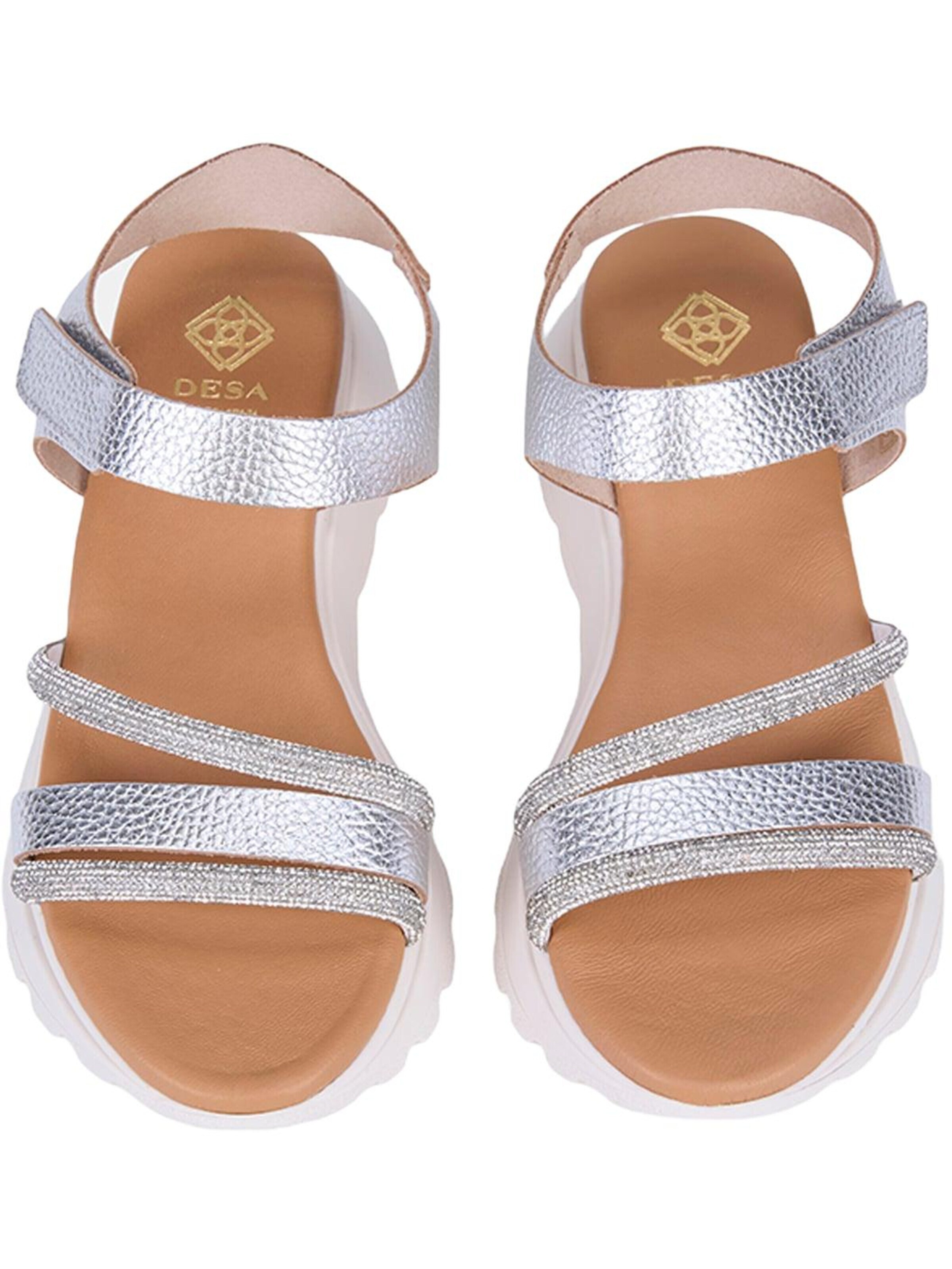 Desa - Sandalias 'DESA Damen-Keilsandalen aus Leder mit Steindetails' en plata