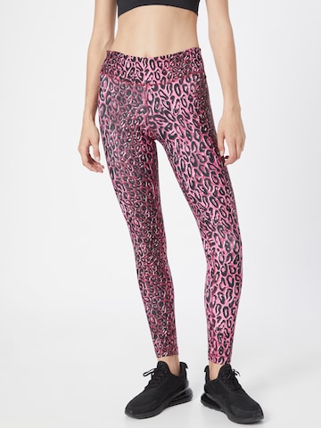 Reebok - Skinny Pantalón deportivo en rosa: frente