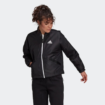 ADIDAS PERFORMANCE Skinny Athletic Jacket in Black: front