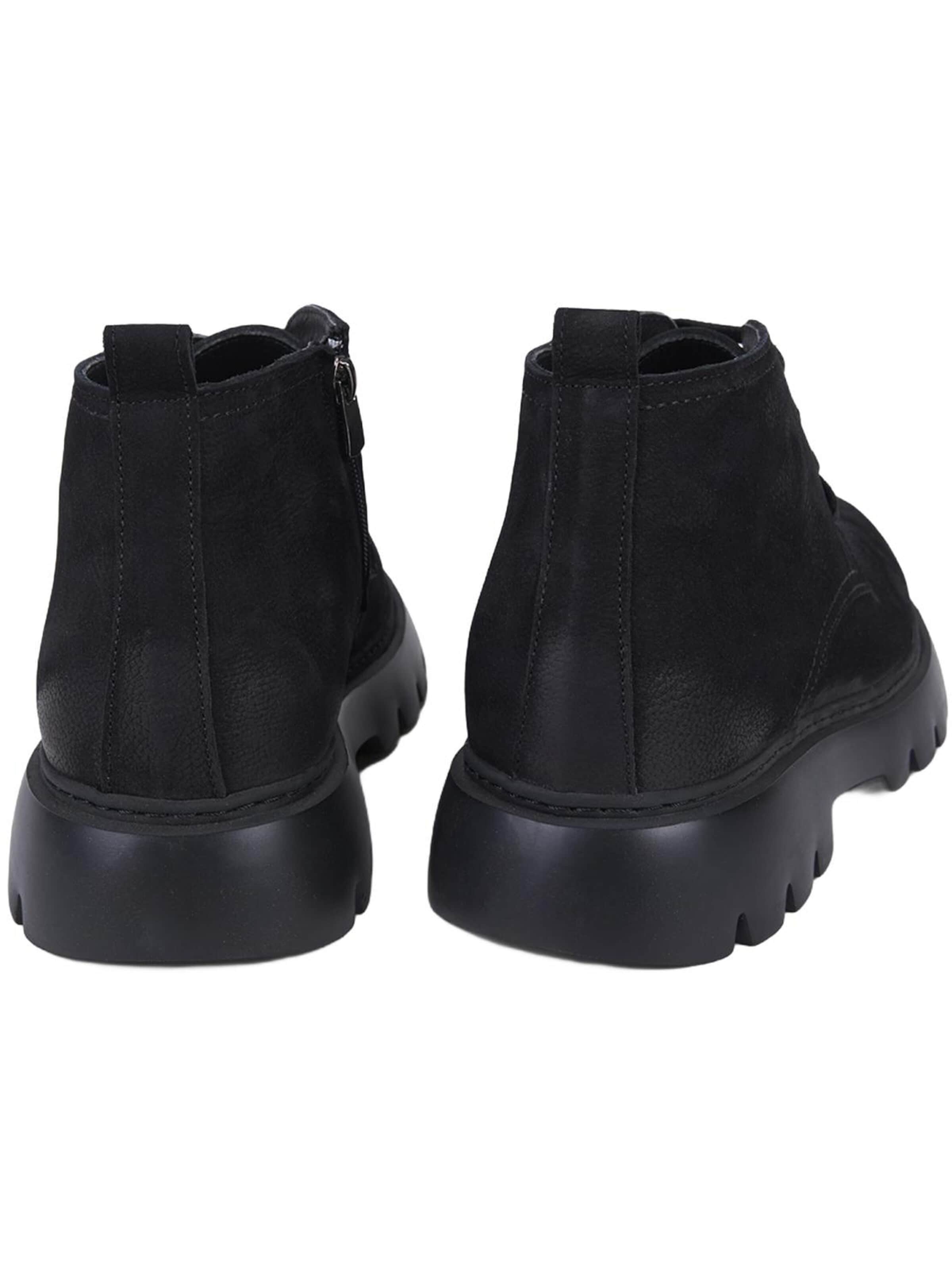 Desa Boot 'DESA Herren-Ankle-Boots aus braunem Leder mit Reißverschluss und runder Zehenpartie' in Black