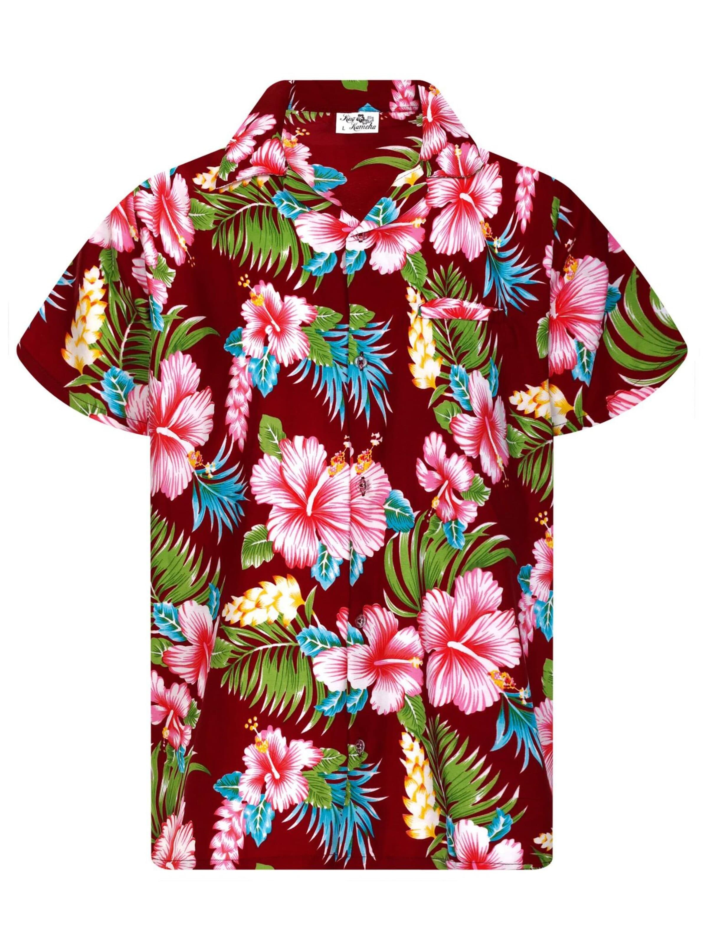 Maglietta 'Hibiscus New' di King Kameha in rosso: frontale