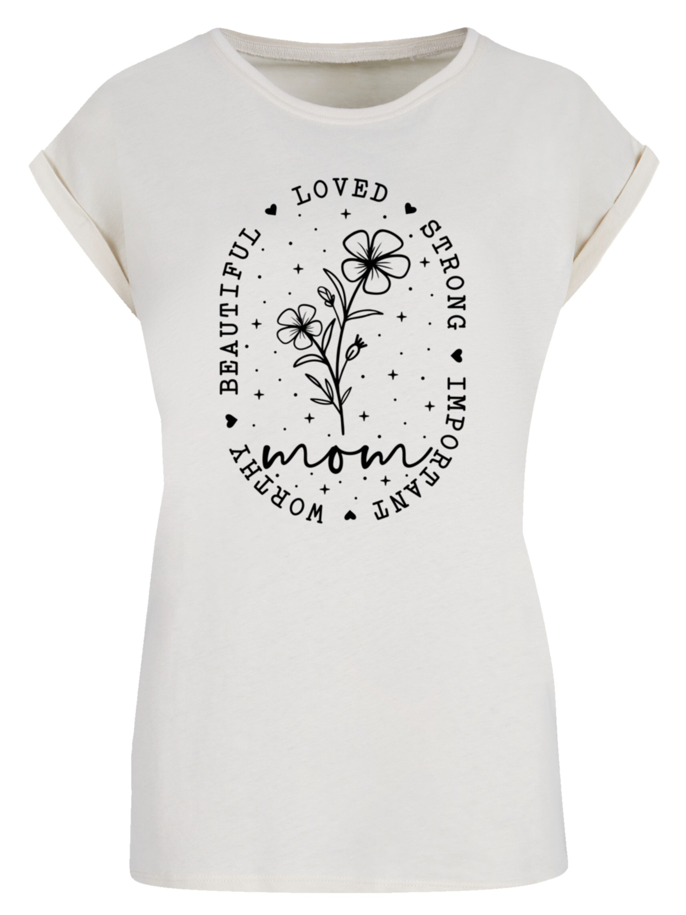 F4NT4STIC T-Shirt 'Mothers Day Black Art Print for Mom Best Mom Ever' in Beige: Vorderseite