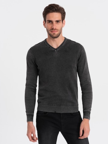 Ombre Pullover 'OM-Swos-0108' in Schwarz: Vorderseite