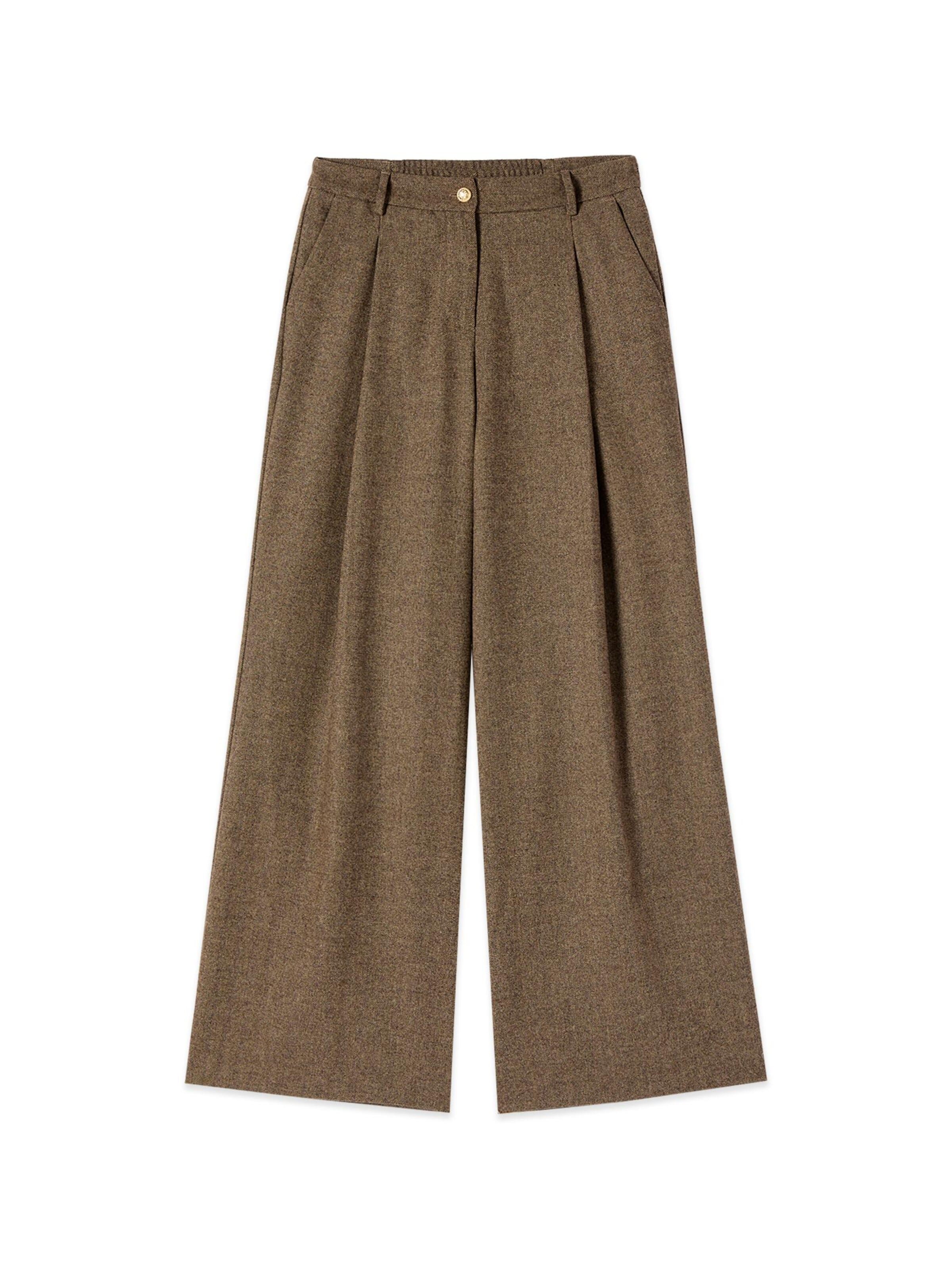 oltre Wide leg Broek in Bruin: voorkant