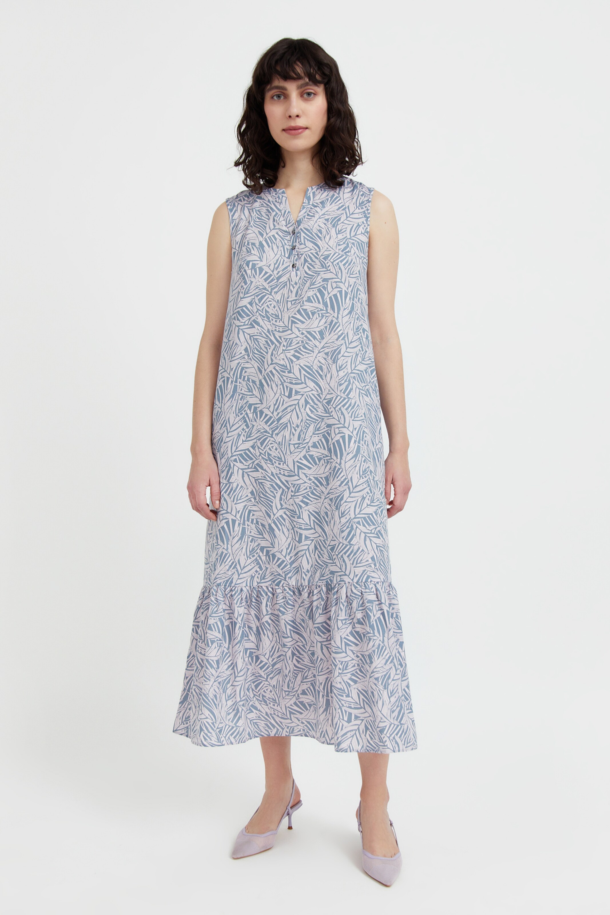 Frauen Große Größen Finn Flare Sommerkleid in Blau, Weiß - MC46691 Frauen Große Größen Finn Flare Sommerkleid in Blau, Weiß - MC46691