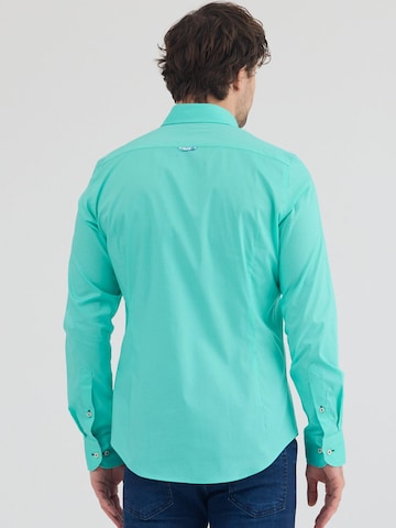 Slim fit Camicia business 'Donatello Iconic Poplin Stretch Man Shirt Green' di 7Camicie in verde