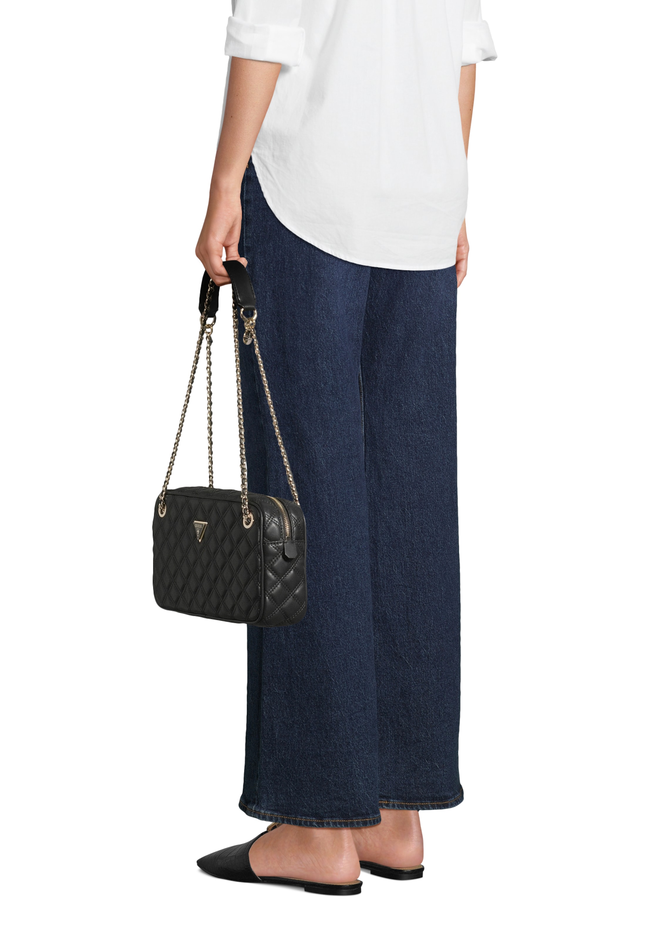 GUESS Τσάντα ώμου 'GIULLY II SHOULDER SATCHEL' σε μαύρο