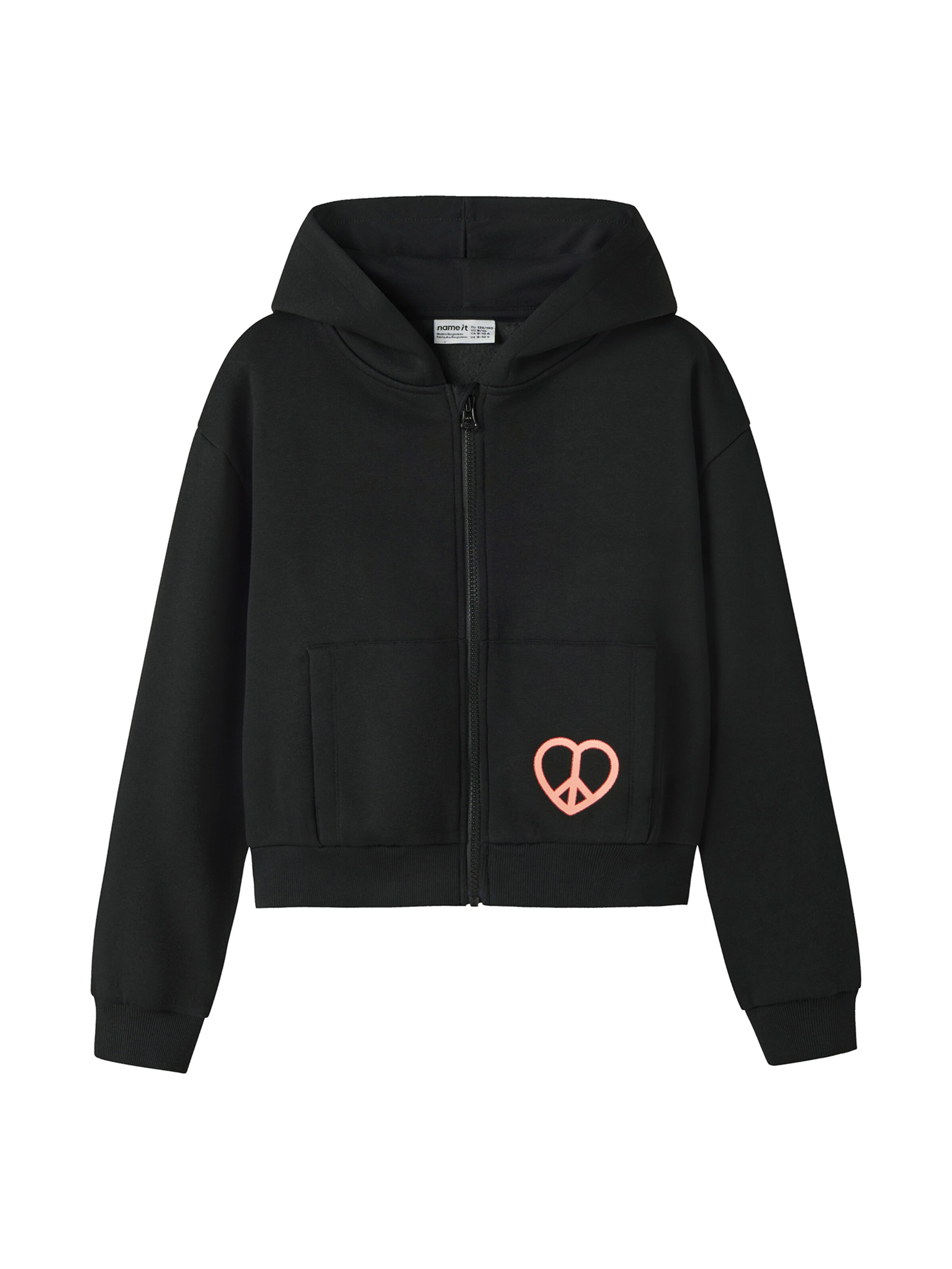 NAME IT - Sudadera con cremallera 'NKFLULA' en negro: frente
