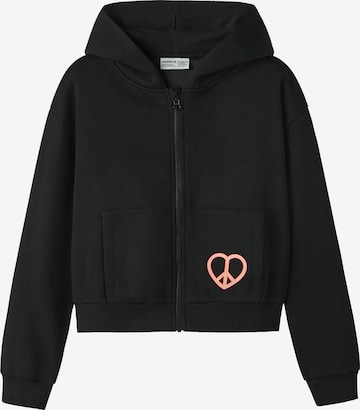 NAME IT - Sudadera con cremallera 'NKFLULA' en negro: frente