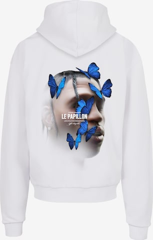 MT Upscale Collegepaita 'Le Papillon' värissä valkoinen