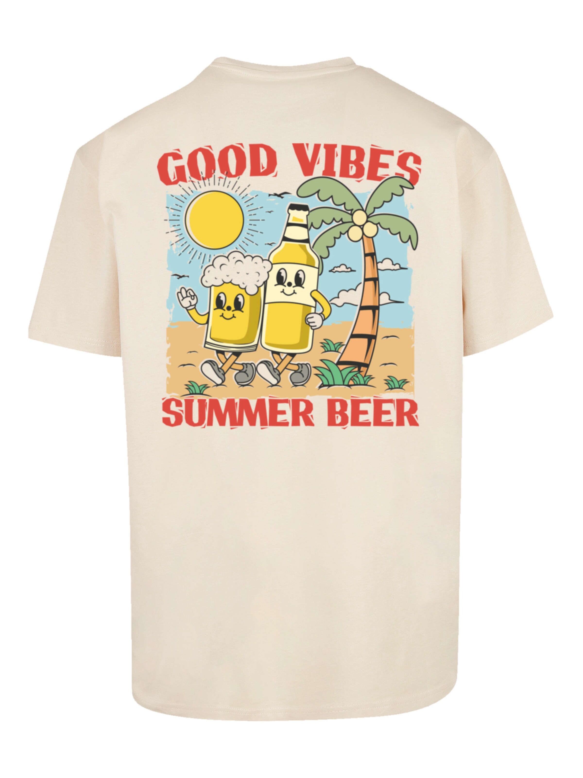 F4NT4STIC Shirt 'Summer Time Vintage Beer Cartoon' in Beige