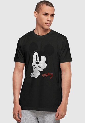 ABSOLUTE CULT Shirt 'Mickey Mouse - Distressed Ponder' in Black: front