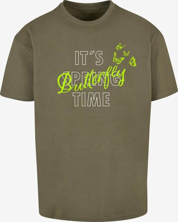 Merchcode Shirt 'Its Spring Time' in Groen: voorkant
