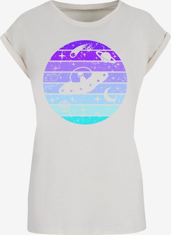T-shirt 'Retro Alien Weltraum Sonnenuntergang' F4NT4STIC en blanc : devant