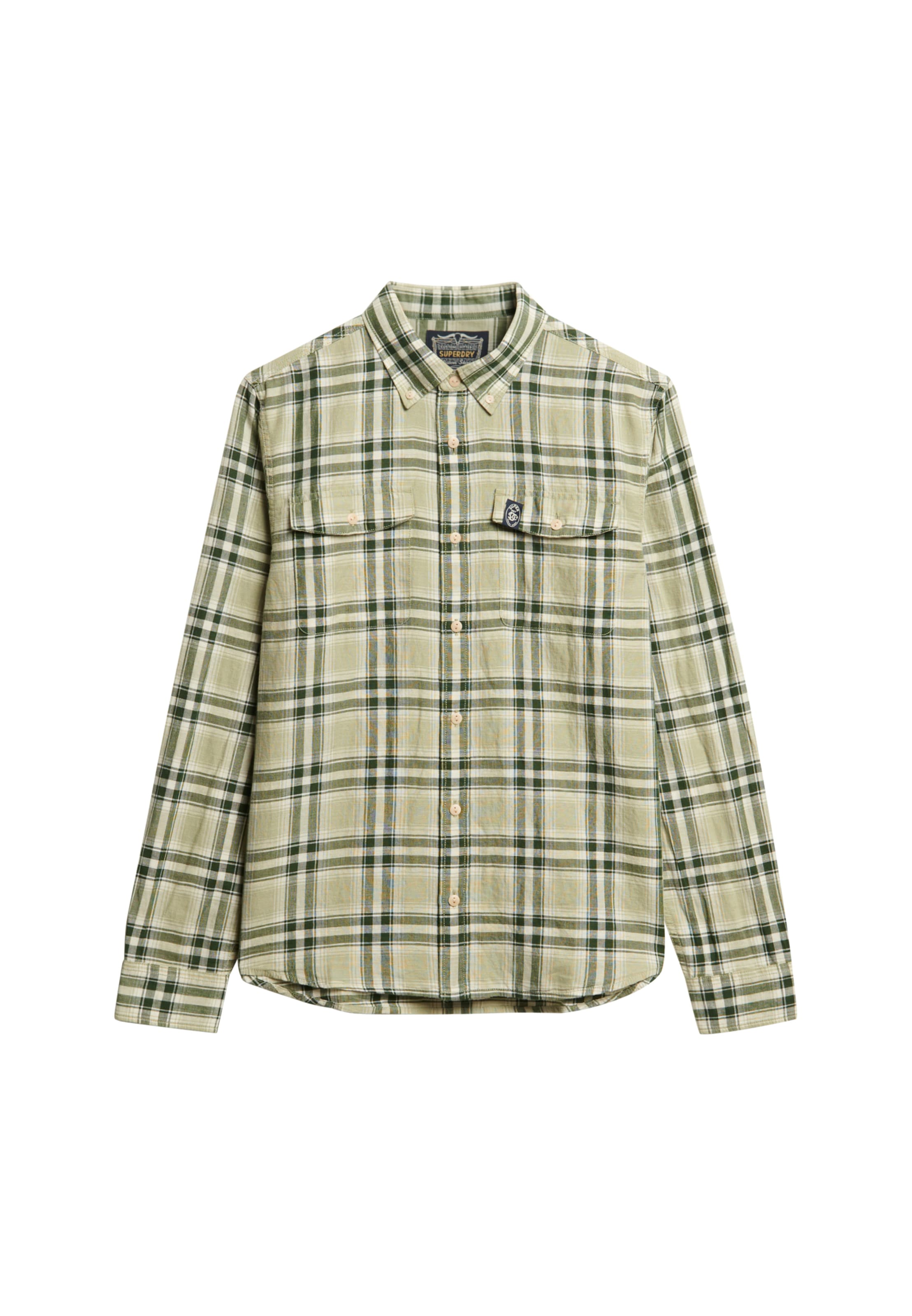 Superdry Regular fit Overhemd 'The Merchant Store' in Groen: voorkant