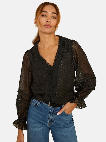 love & roses Bluse in Schwarz: Vorderseite