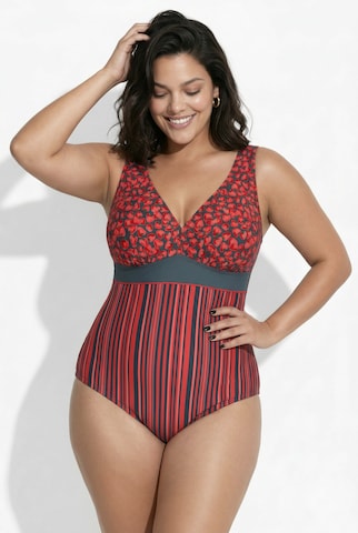 Ulla Popken Bustier Badeanzug in Rot