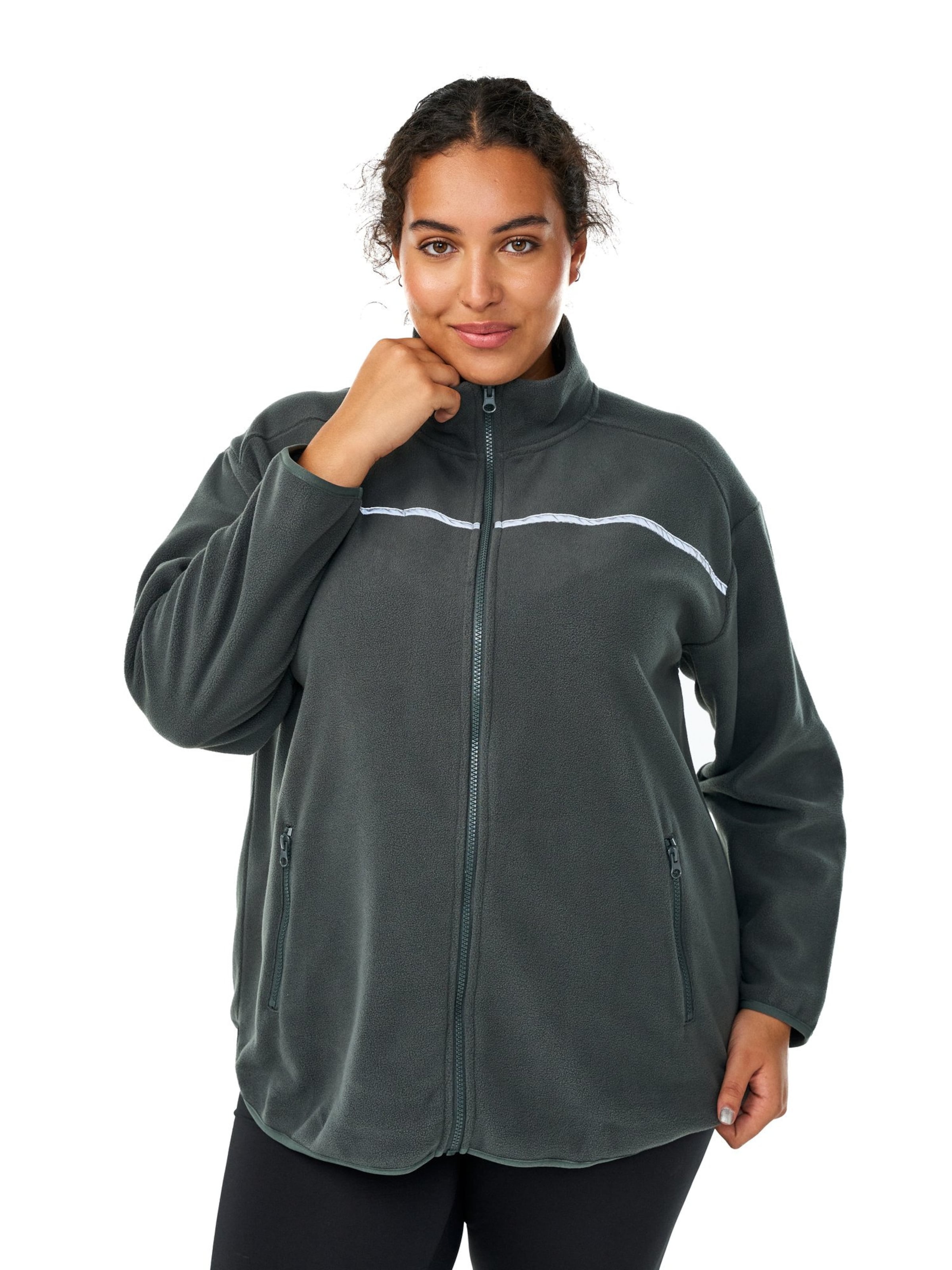 Jachetă  fleece 'Aodi' de la Active by Zizzi pe gri: față