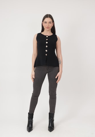 Gilet in maglia di Elara in nero: frontale