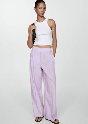 MANGO Wide leg Bandplooibroek in Lila