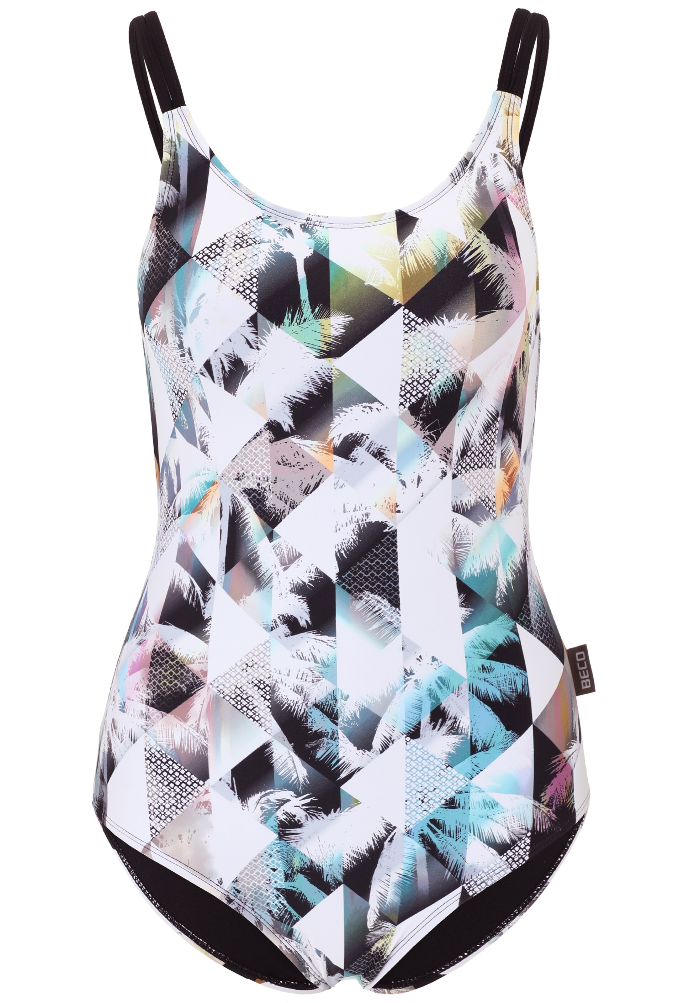 BECO the world of aquasports Bralette Swimsuit 'Heavenly Palms' in Black: front