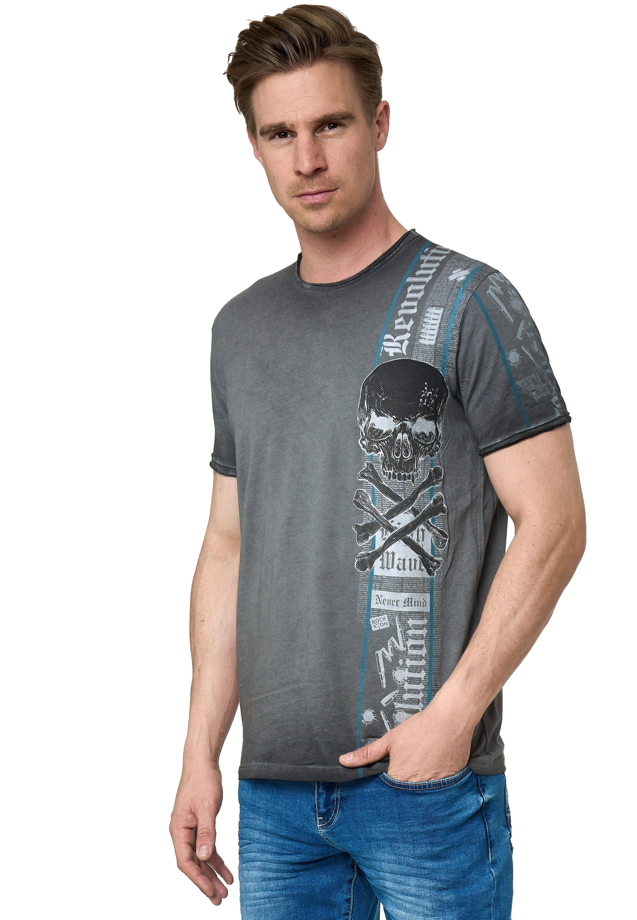 Rusty Neal T-Shirt in Grau: Vorderseite