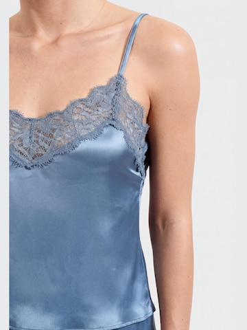Maglietta intima 'Top Canotta Donna con Pizzo - Effetto Raso Tinta Unita' di Ciocca in blu