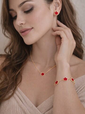 Pure Schmuck Necklace 'Clover Red' in Gold