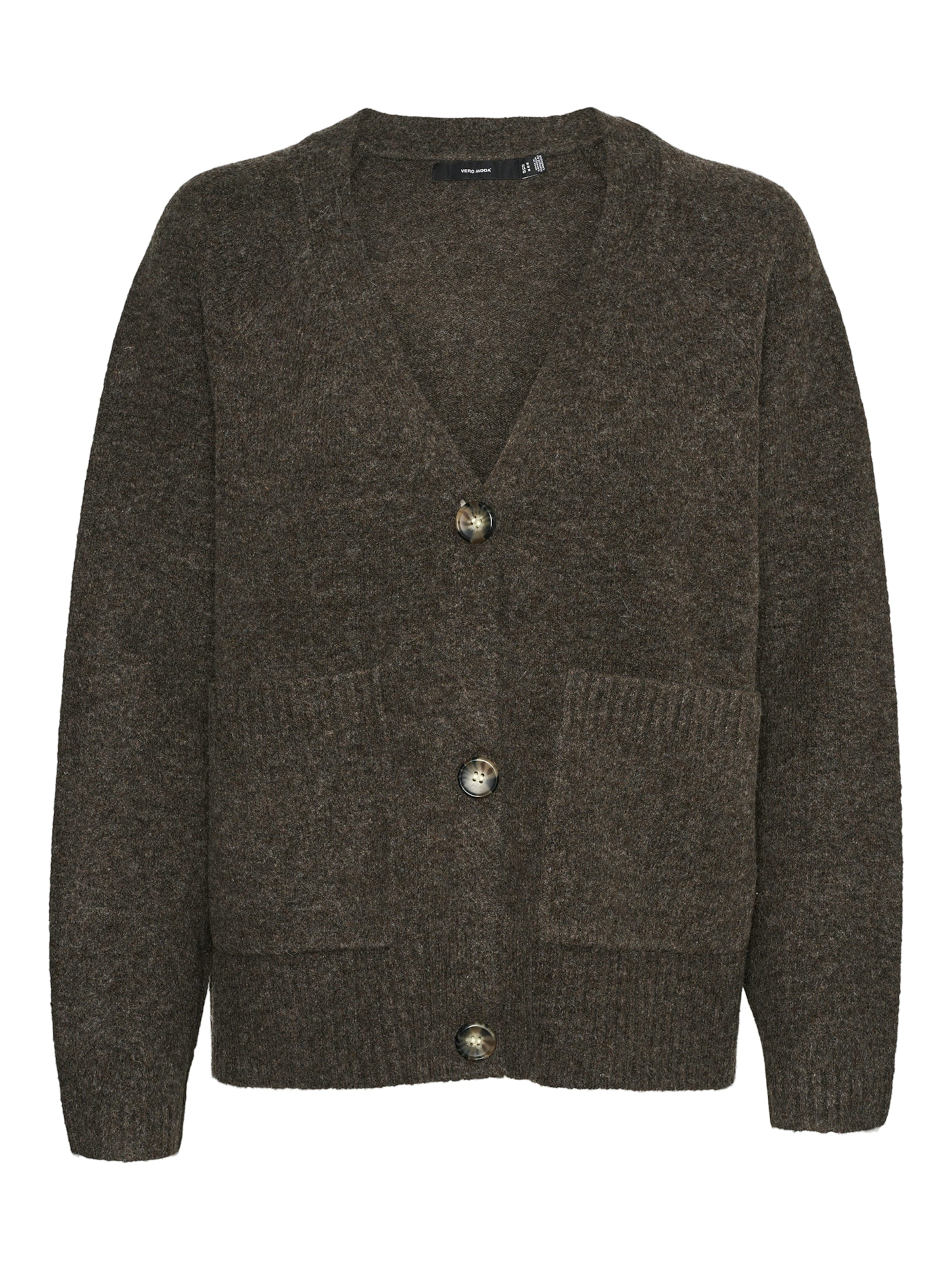 VERO MODA Knit cardigan 'VMBOOM' in Brown: front