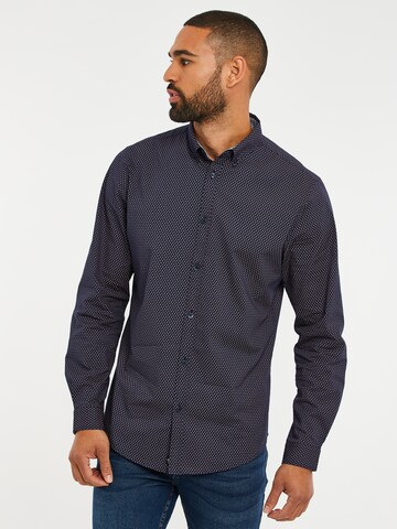 Threadbare Regular Fit Hemd 'Trim' in Blau: Vorderseite